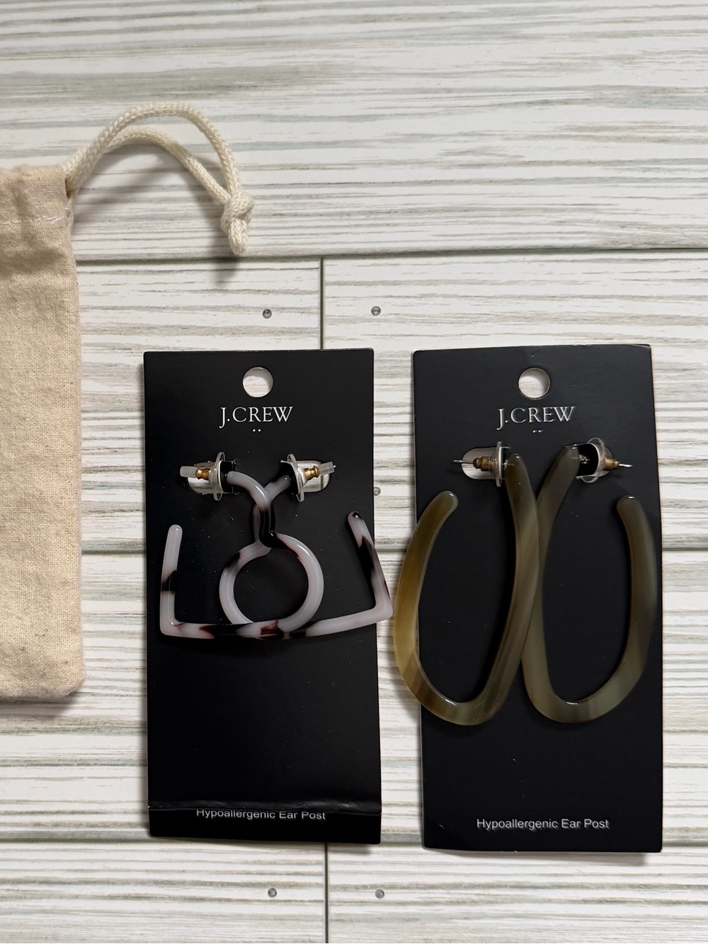 J. Crew Marbled Cream & Brown Hoop Earrings
